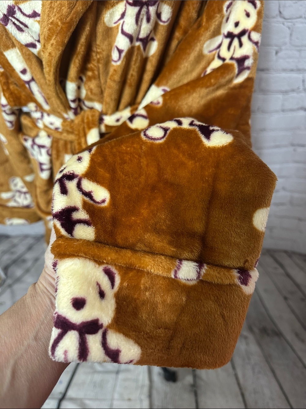 Vera Bradley Bears on Roasted Pecan Plush Fleece Robe Teddy Bear L/XL - Picture 3 of 8